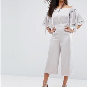 River Island Bardot Culotte Jumpsuit With Frill